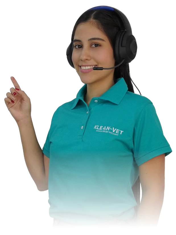 Acumula puntos recetanto Klean-Vet 5 Fotografia de mujer asesora de call center